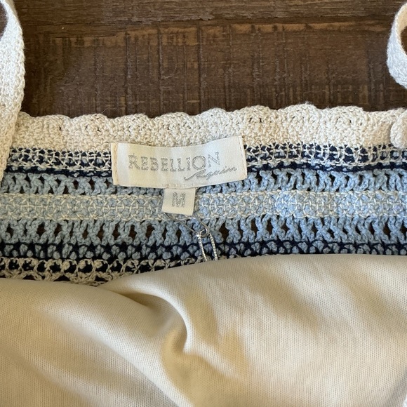 Rebellion Again Crochet Lace Blue Pattern Halter - Picture 2 of 8